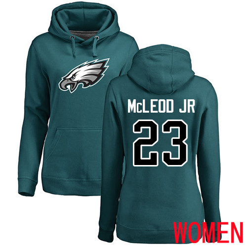 Women Philadelphia Eagles #23 Rodney McLeod Green Name and Number Logo NFL Pullover Hoodie Sweatshirts->nfl t-shirts->Sports Accessory